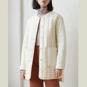Everlane Quilted Cream Long Puffer Jacket